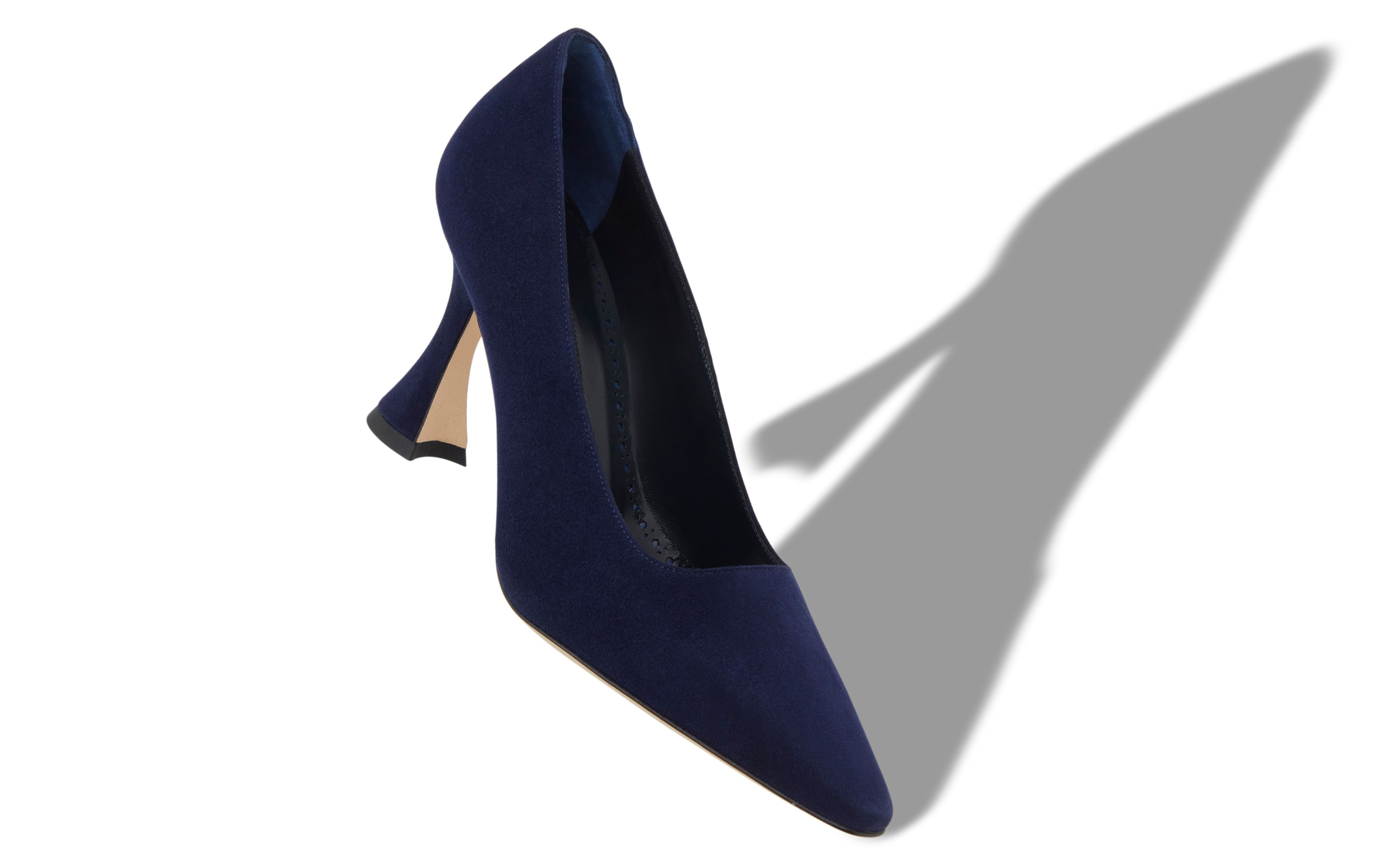 Designer Navy Blue Suede Pointed Toe Pumps - Image small_image