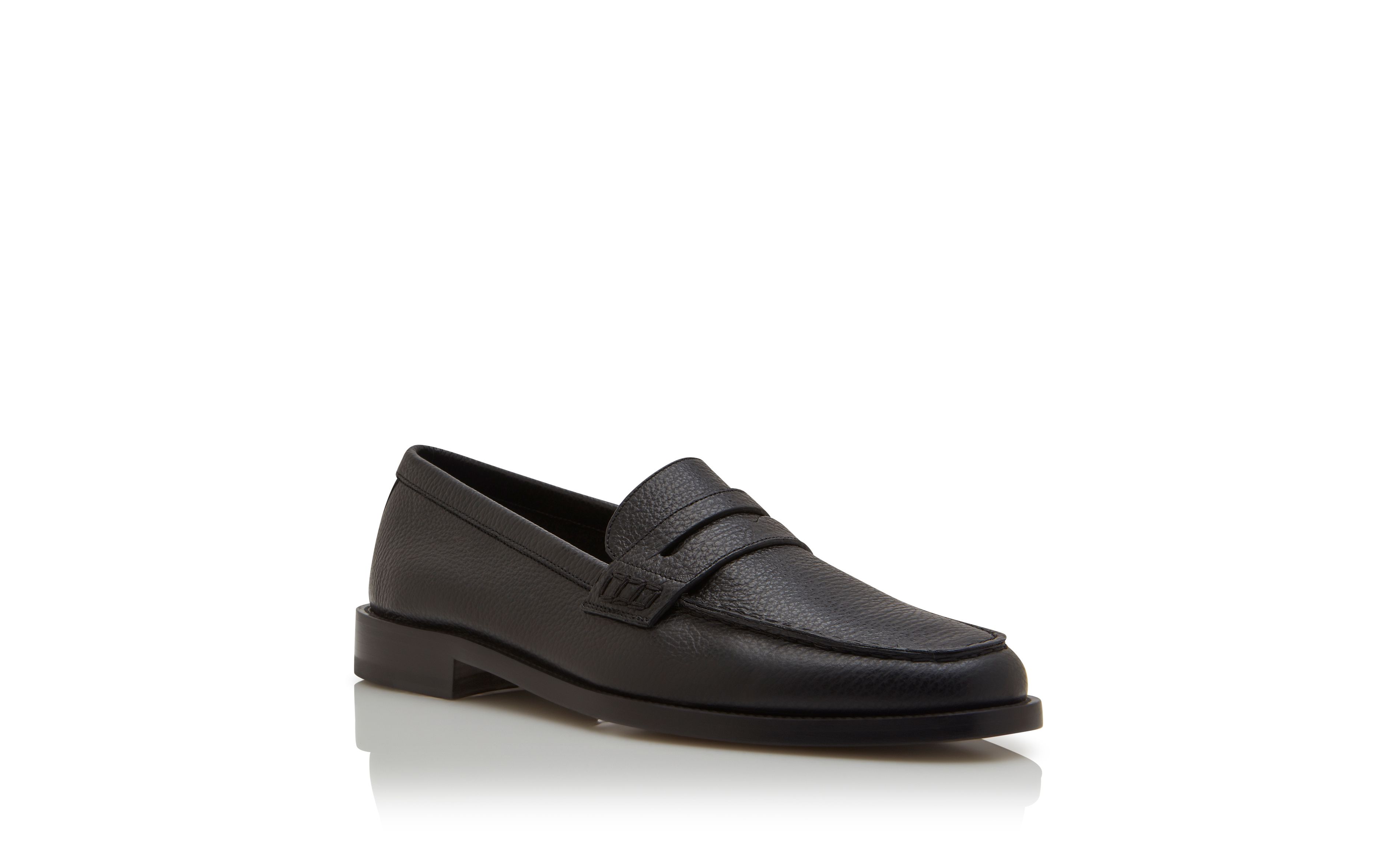 Designer Black Calf Leather Penny Loafers - Image Upsell