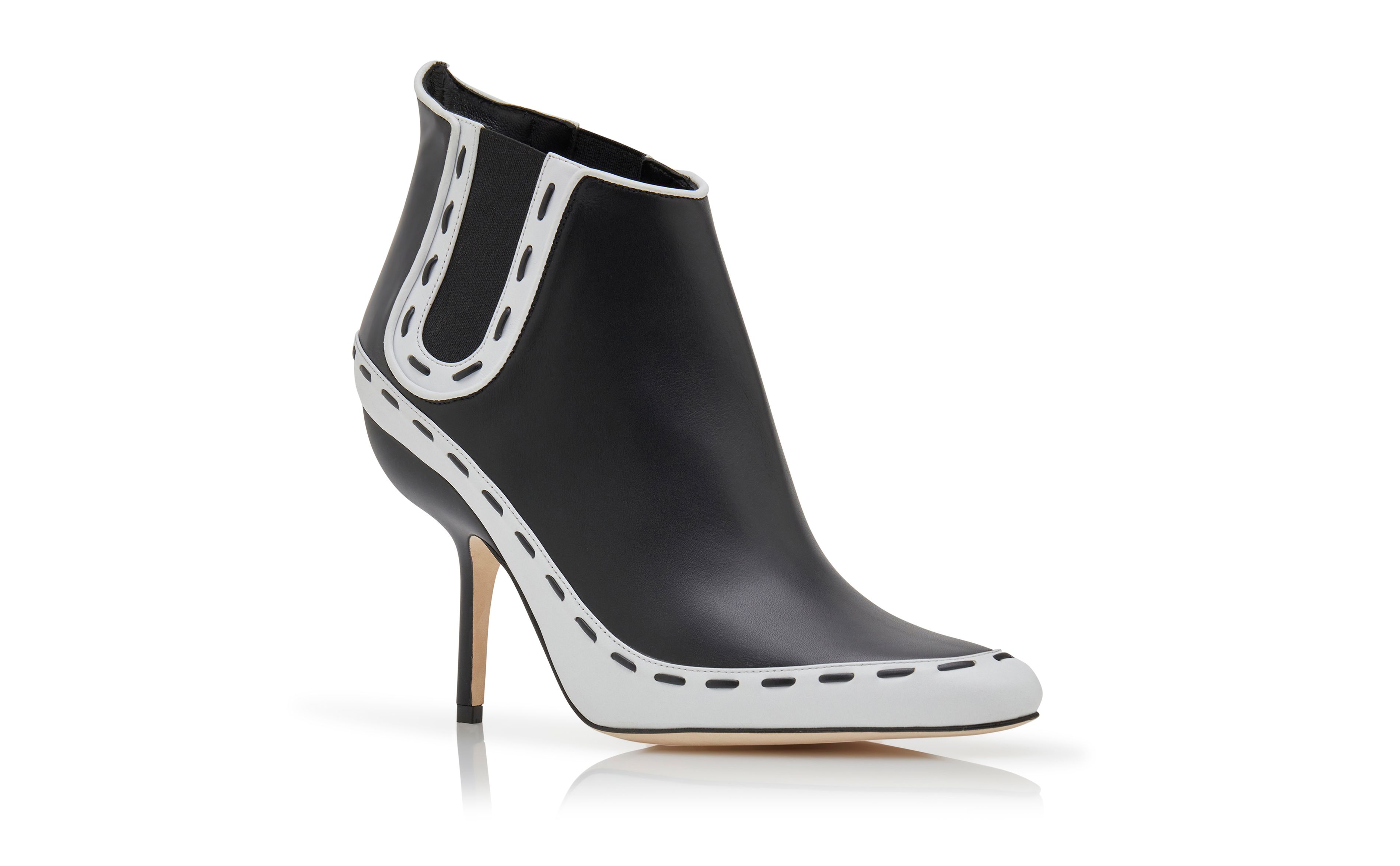 Designer Black Calf Leather Ankle Boots - Image Upsell