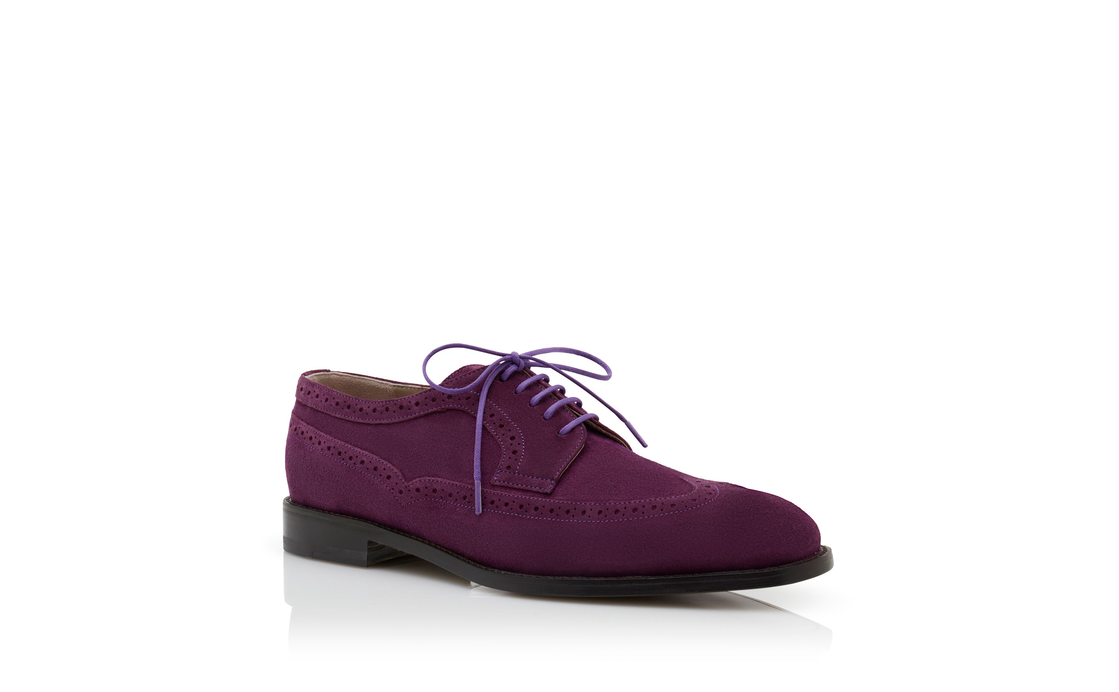 Designer Dark Purple Suede Lace-Up Oxfords - Image Upsell