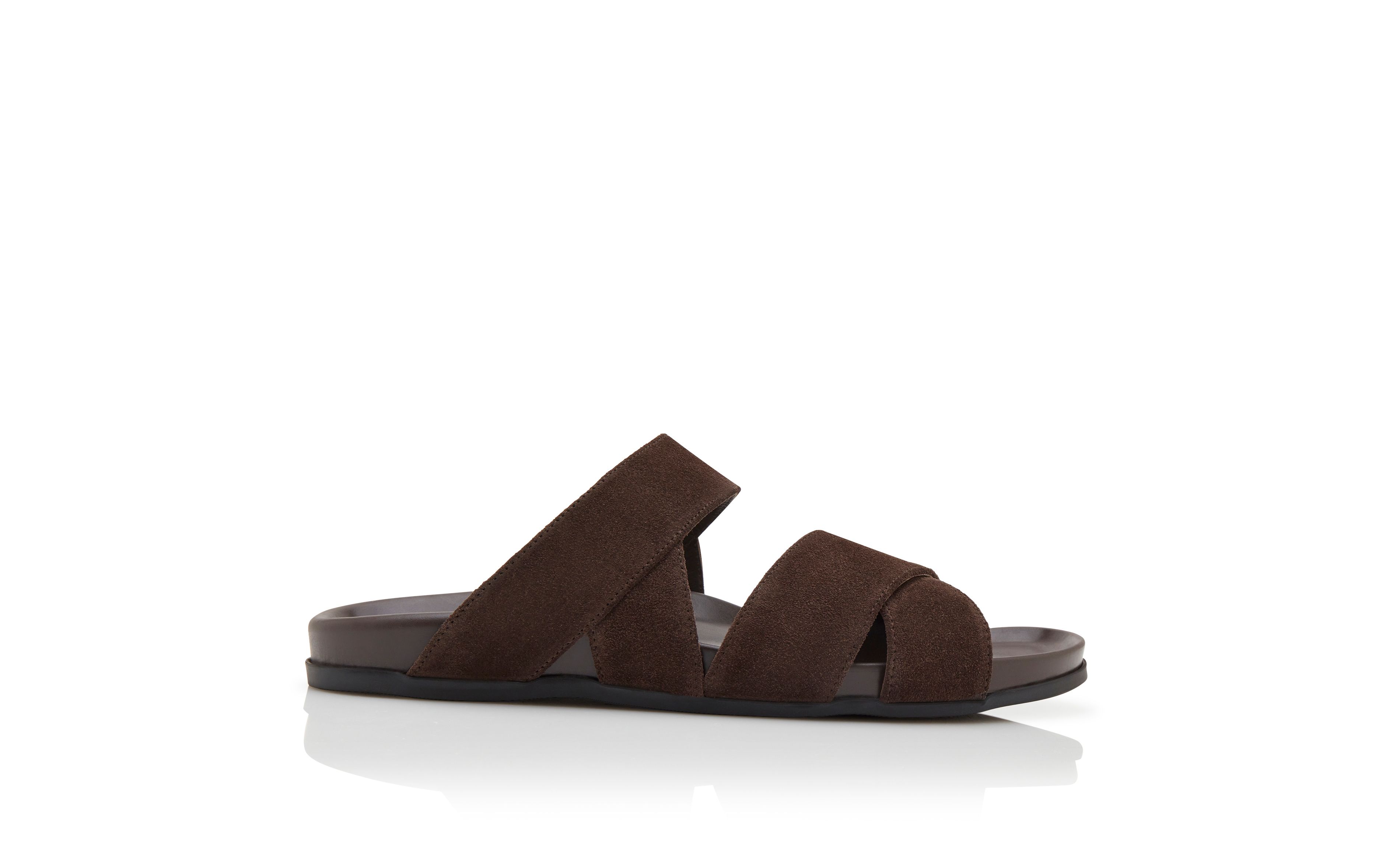 Designer Dark Brown Suede Sandals - Image Side View