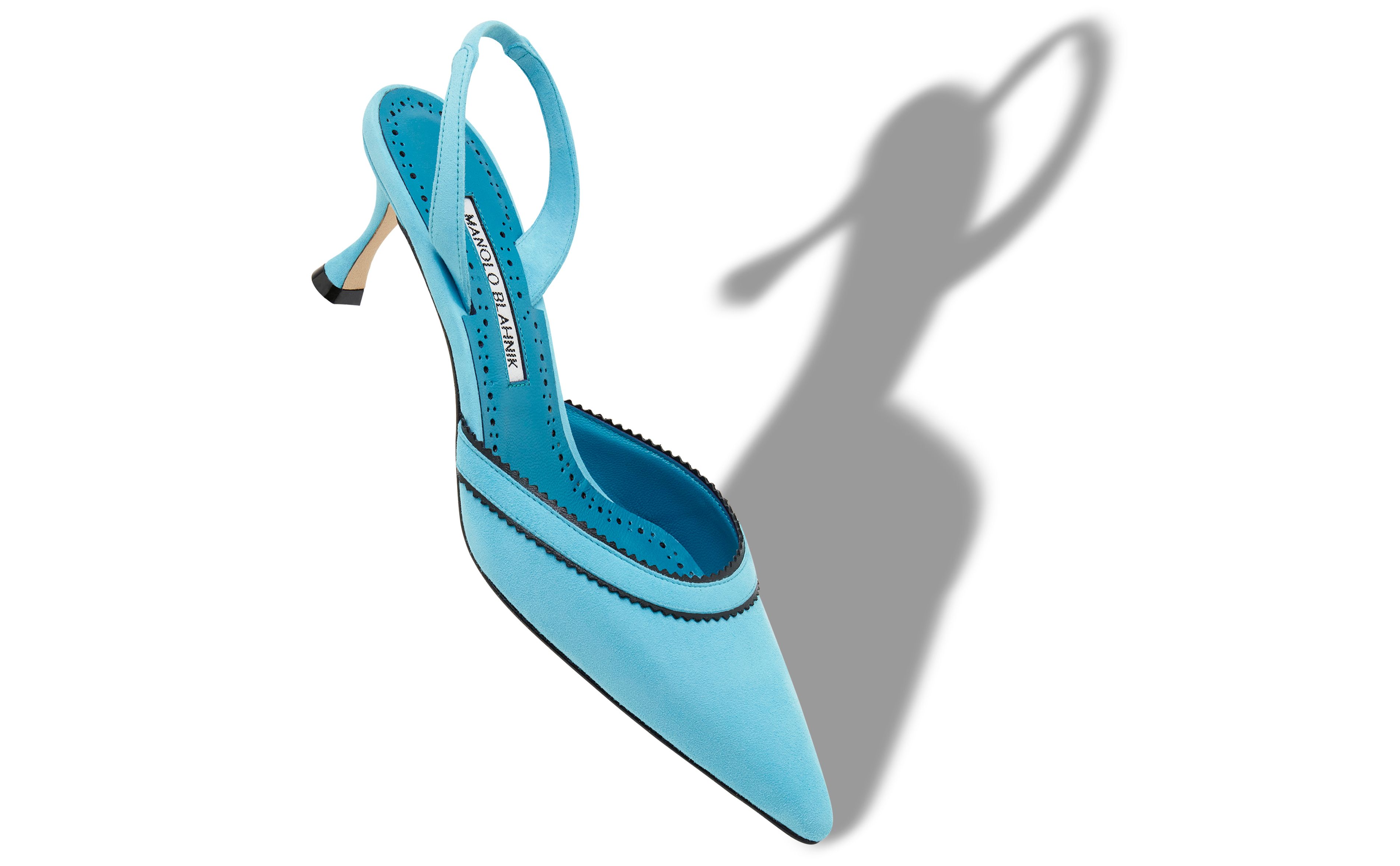 Designer Blue Suede Pinking Detail Slingback Pumps - Image small_image