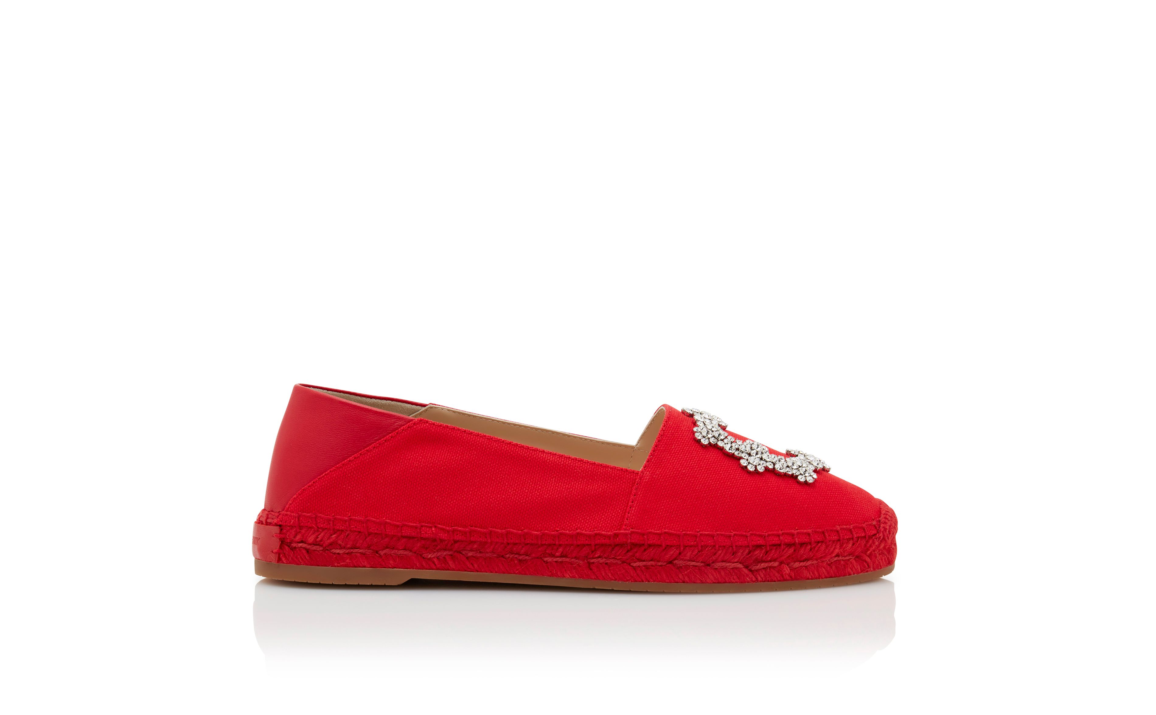 Designer Red Cotton Espadrilles  - Image Side View