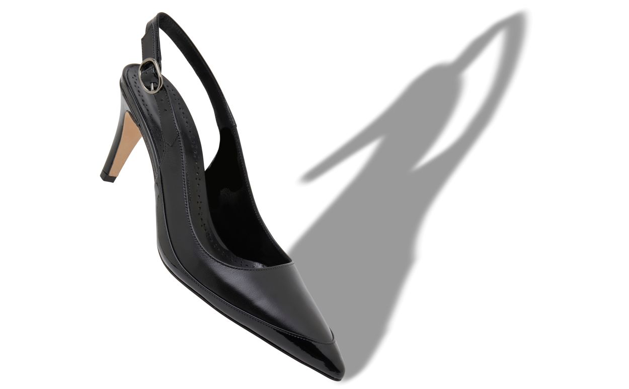 Designer Black Nappa Leather Slingback Pumps - Image small_image