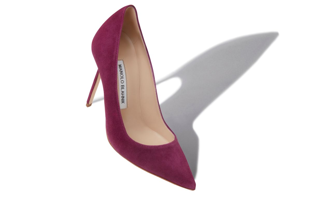 Designer Dark Purple Suede Pointed Toe Pumps - Image small_image