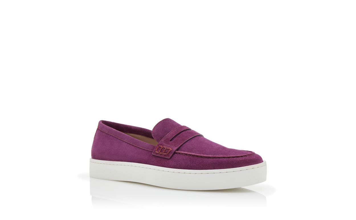 Designer Dark Purple Suede Slip-On Loafers - Image Upsell