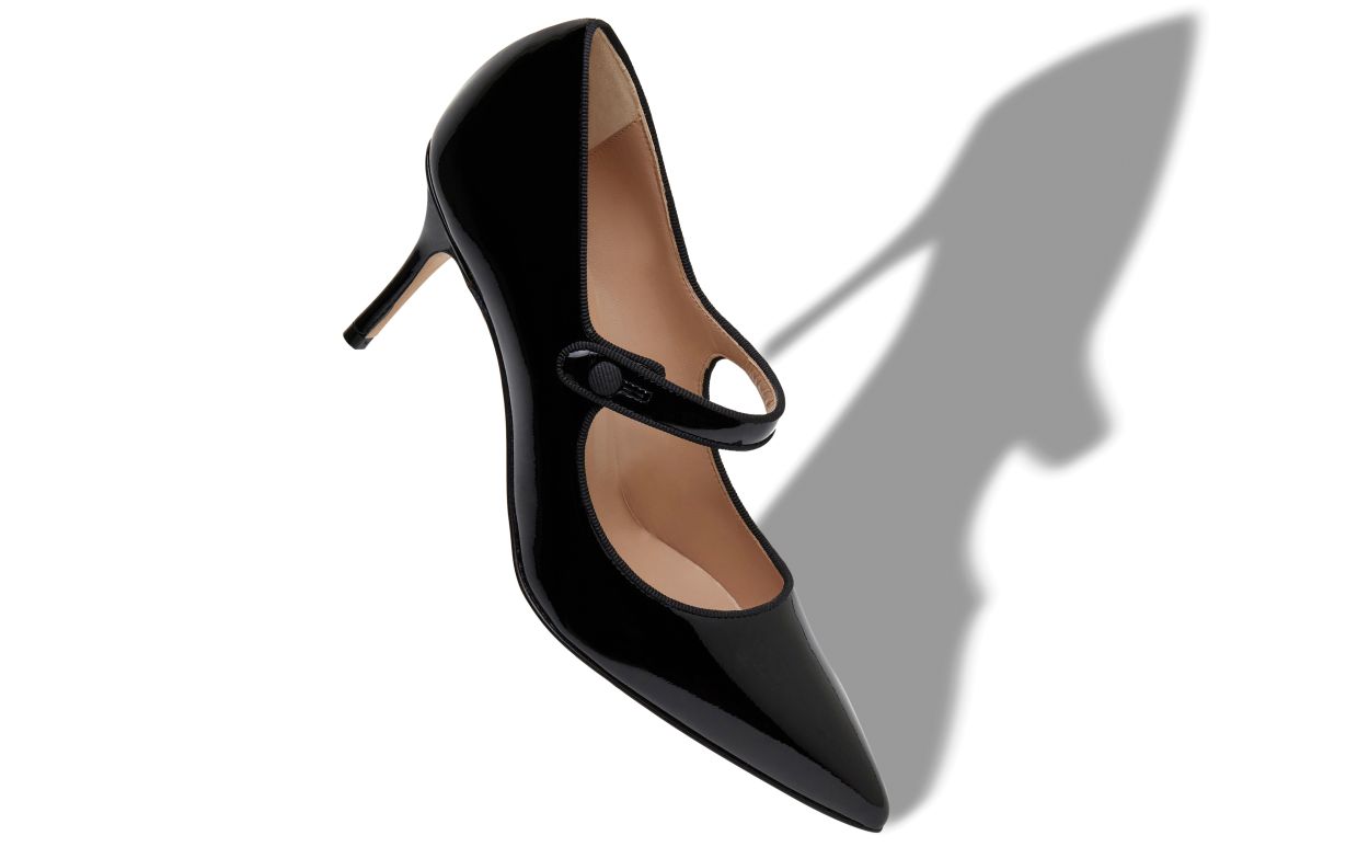 Designer Black Patent Leather Pointed Toe Pumps - Image small_image