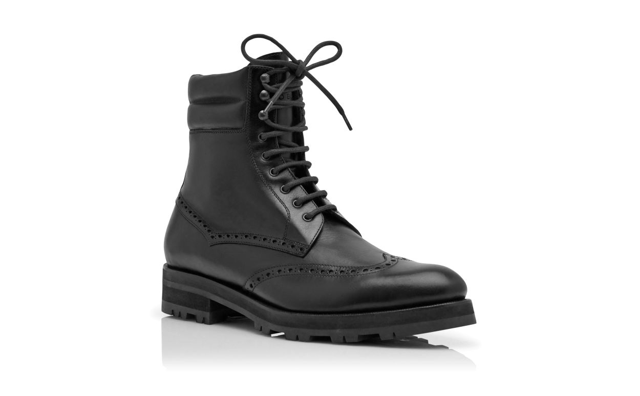 Designer Black Calf Leather Mid Calf Boots - Image Upsell