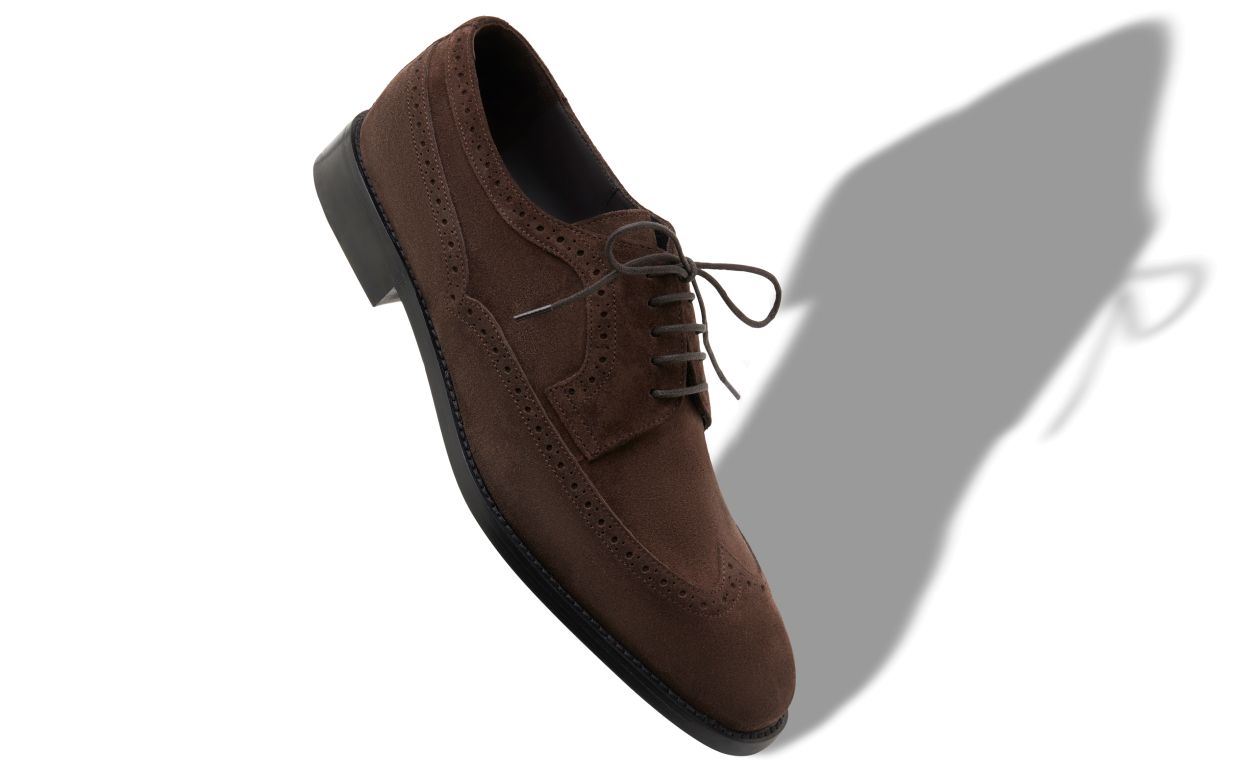 Designer Dark Brown Suede Lace-Up Oxfords - Image small_image