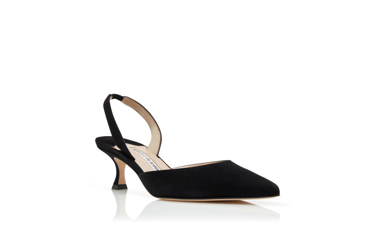 Designer Black Suede Slingback Pumps - Image Upsell