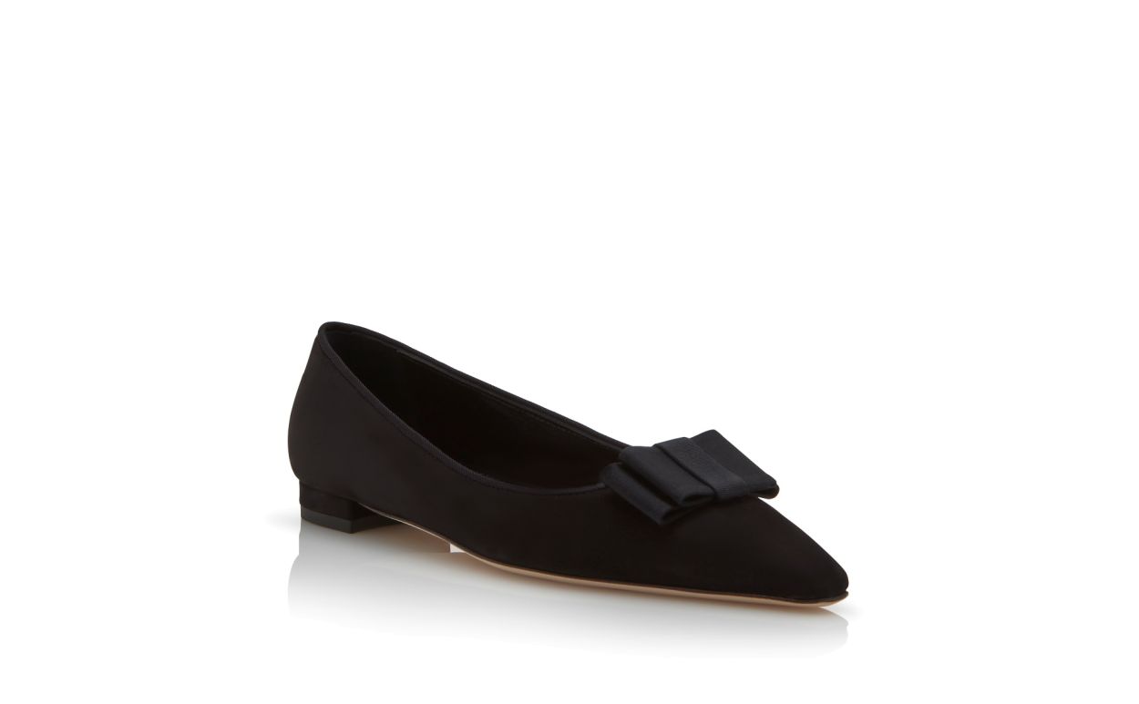 Designer Black Suede Bow Detail Ballerina Flats  - Image Upsell