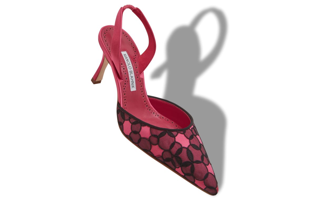 Designer Pink Satin Slingback Pumps - Image small_image