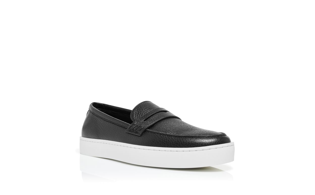 Designer Black Calf Leather Slip-On Loafers - Image Upsell