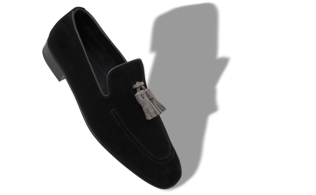 Designer Black Suede Tassel Detail Loafers - Image small_image