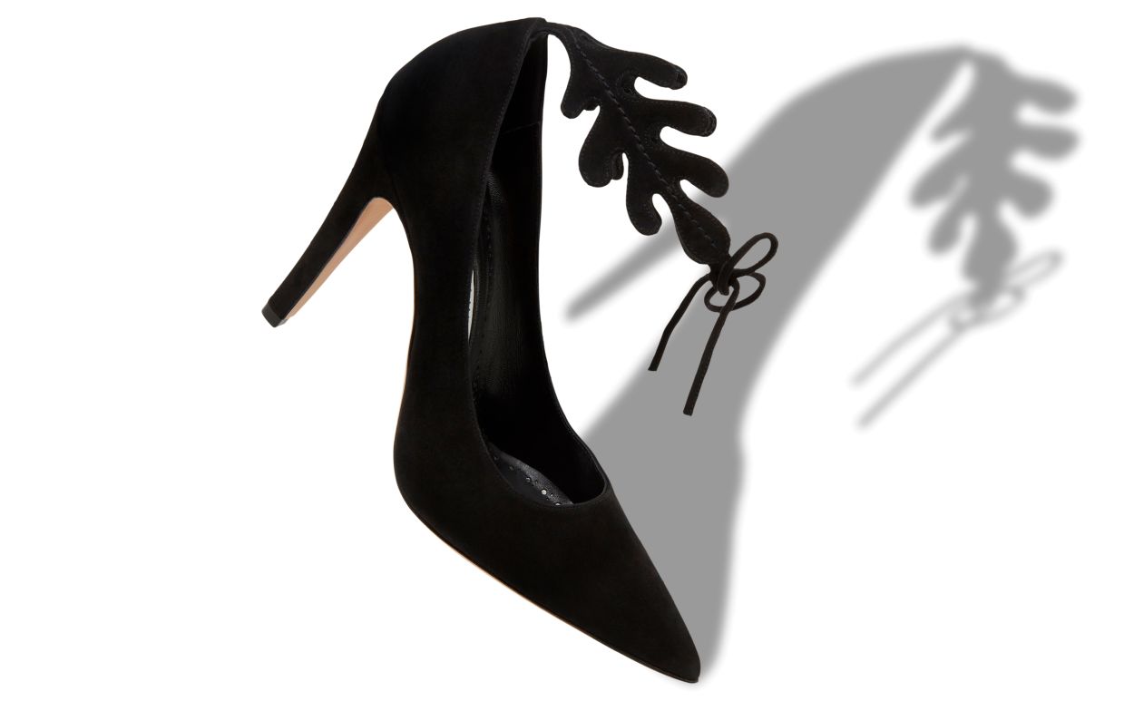 Side View of Black Suede High Heel Shoe Stock Image - Image of object,  female: 147031341