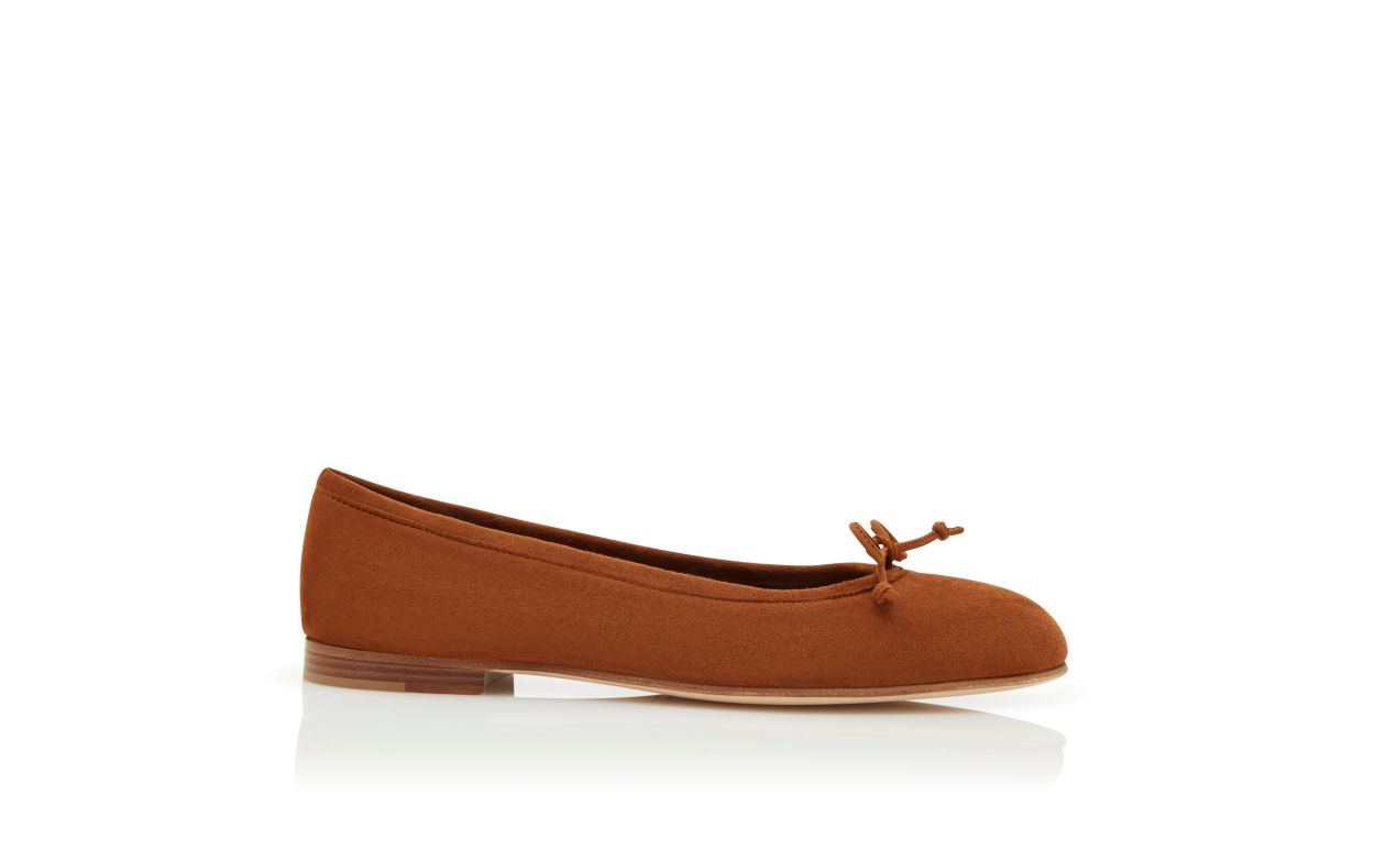 Designer Brown Suede Ballerina Flats - Image Side View