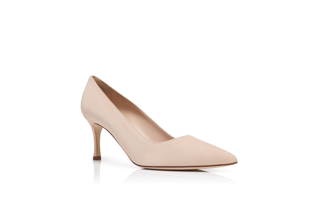 Designer Light Beige Suede Pointed Toe Pumps - Image Upsell