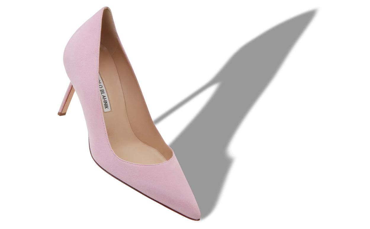 Designer Light Pink Suede Pointed Toe Pumps  - Image small_image