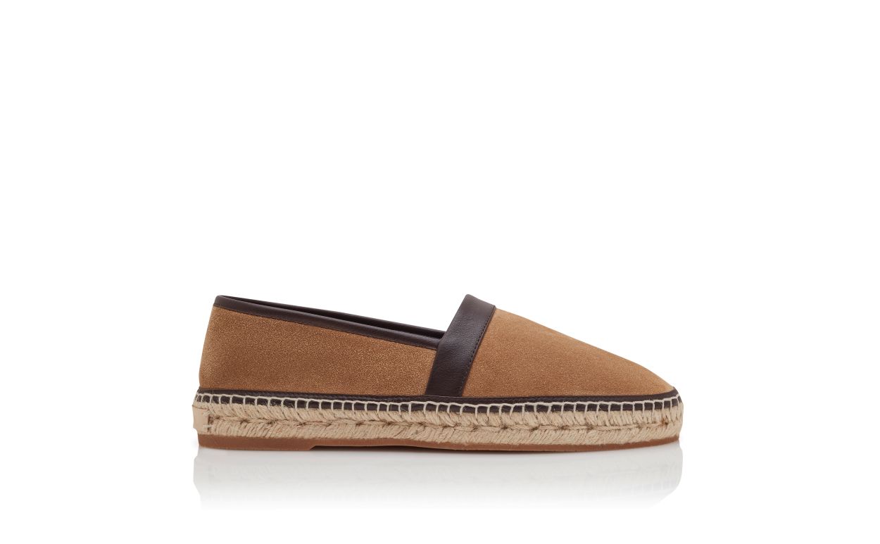 Designer Brown Calf Suede Espadrilles - Image Side View