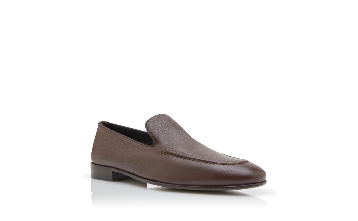 Designer Brown Calf Leather Loafers  - Image Upsell