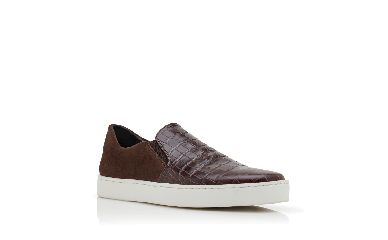 Designer Brown Suede Slip-On Sneakers  - Image Upsell