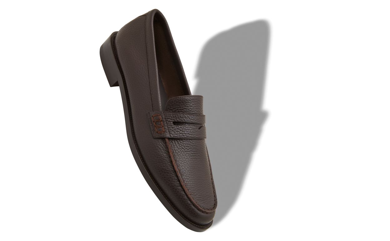 Designer Dark Brown Calf Leather Penny Loafers - Image small_image