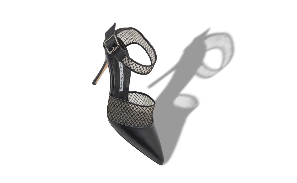 Designer Black Nappa Leather Ankle Strap Pumps - Image small_image