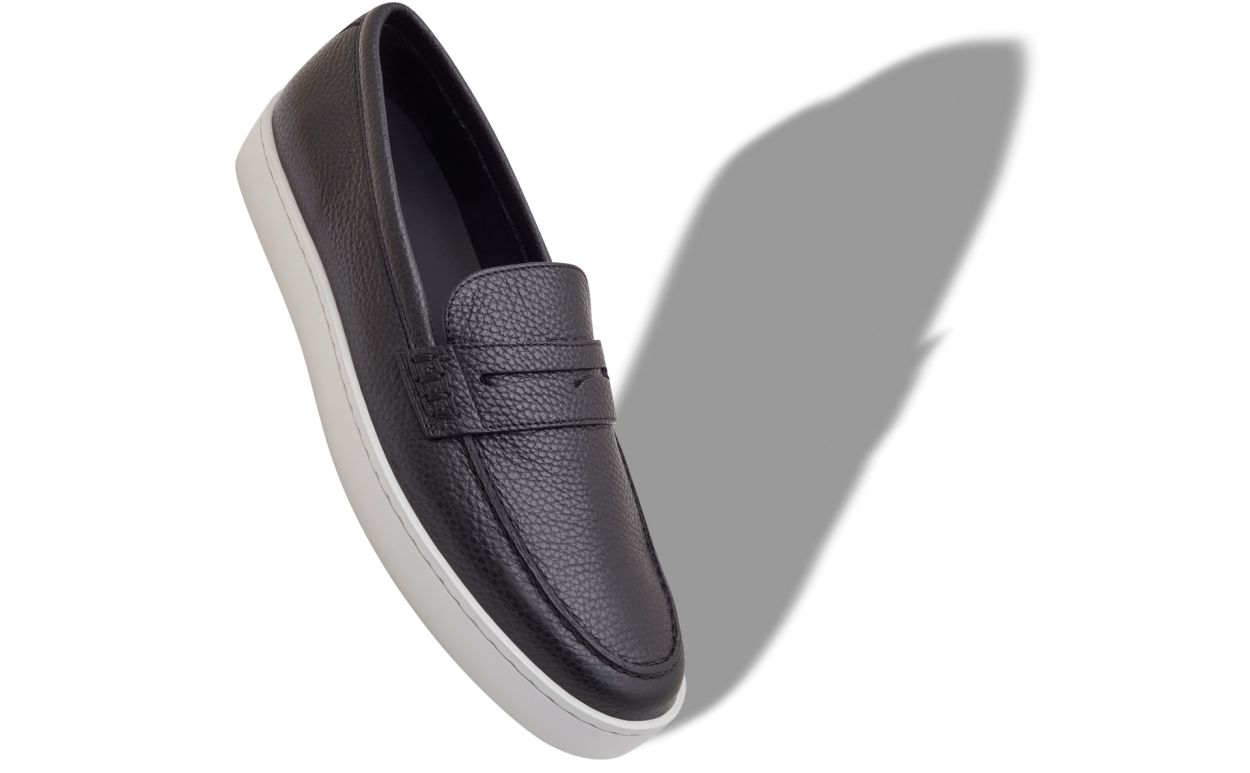 Designer Black Calf Leather Slip-On Loafers - Image 