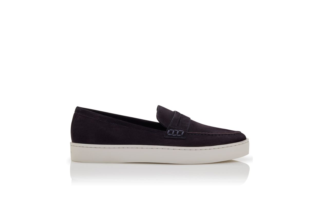 Designer Navy Blue Suede Slip-On Loafers - Image 