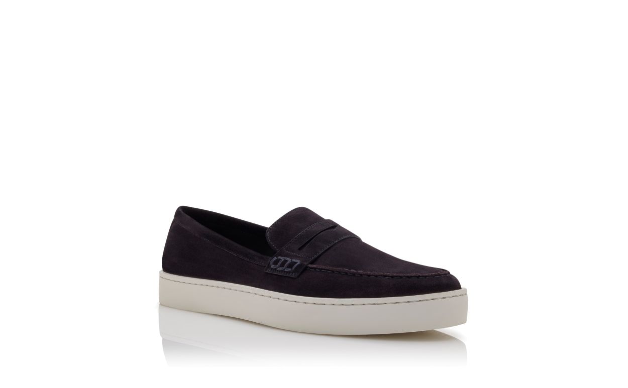 Designer Navy Blue Suede Slip-On Loafers - Image 