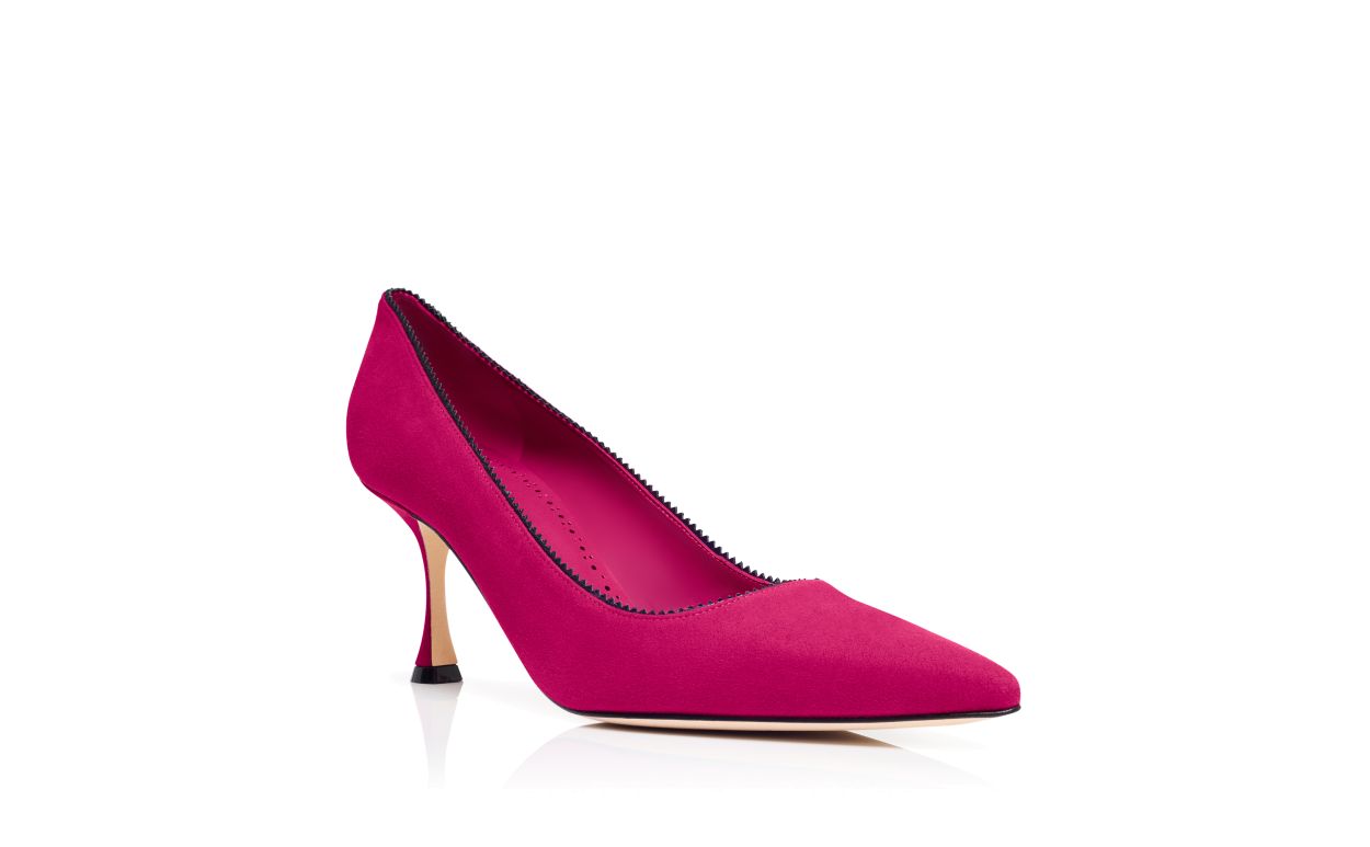 Designer Pink Suede Pinking Detail Pumps - Image Upsell