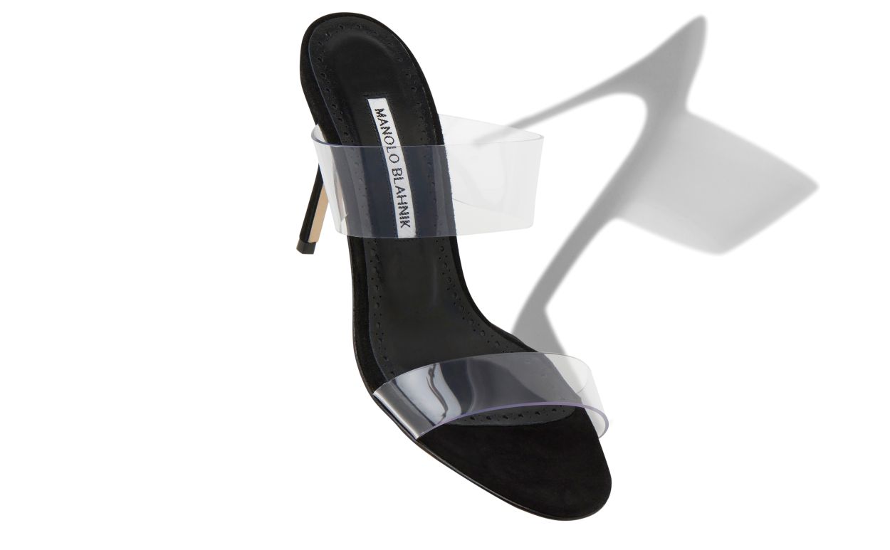 Designer Black Suede and ECO PVC Open Toe Mules - Image small_image