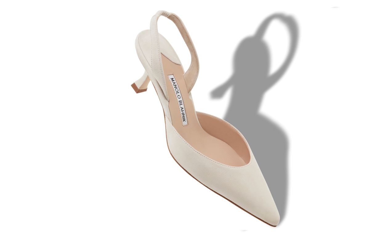 Designer Light Beige Suede Slingback Pumps - Image small_image