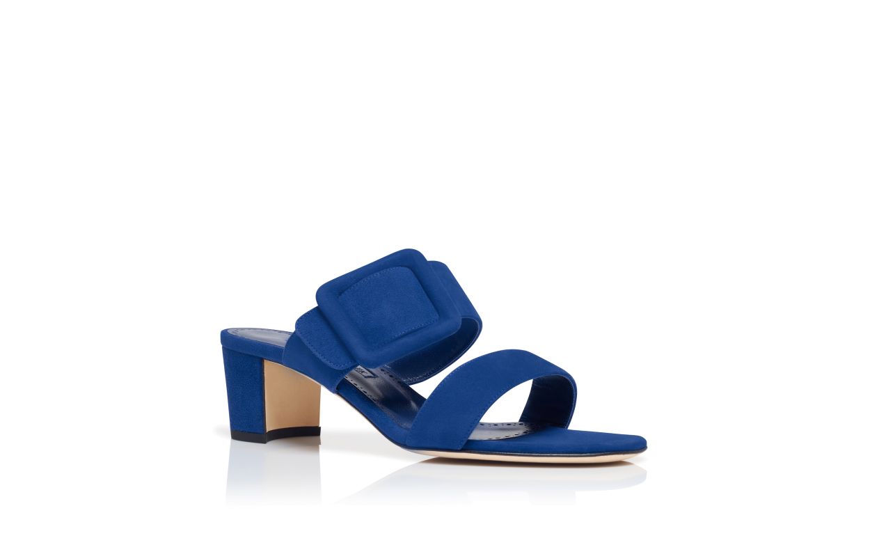 Designer Blue Suede Mules - Image Upsell