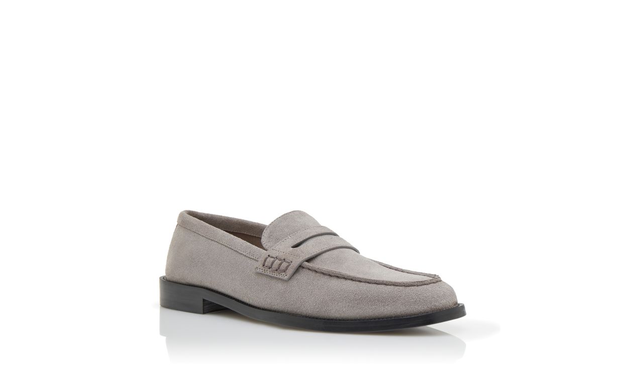 Designer Grey Suede Penny Loafers  - Image Upsell