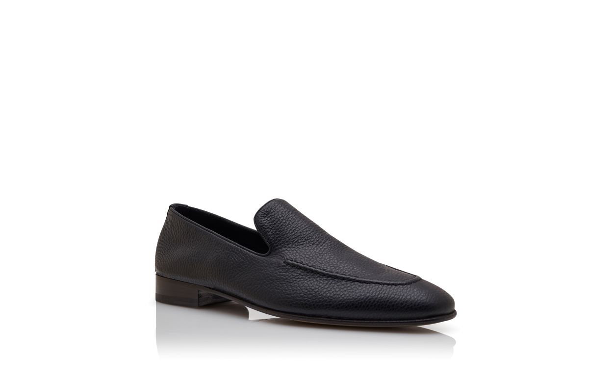 Designer Black Calf Leather Loafers  - Image Upsell