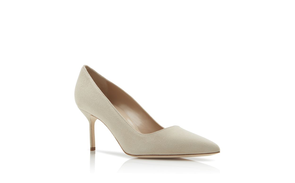 Designer Light Taupe Suede Pointed Toe Pumps - Image Upsell