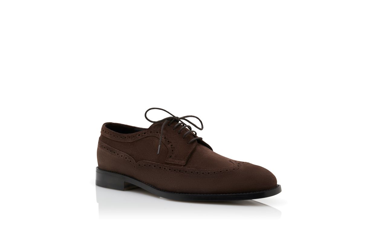 Designer Dark Brown Suede Lace-Up Oxfords - Image Upsell