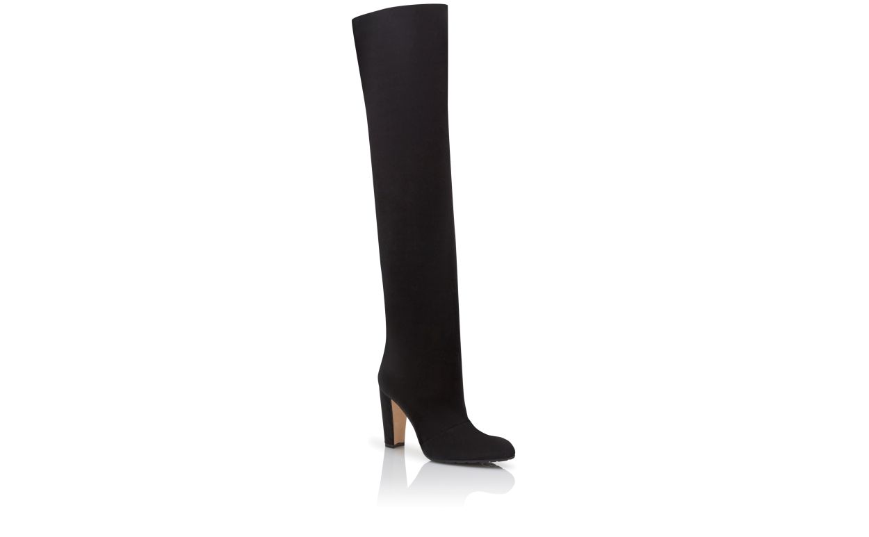 Designer Black Suede Knee High Boots - Image Upsell