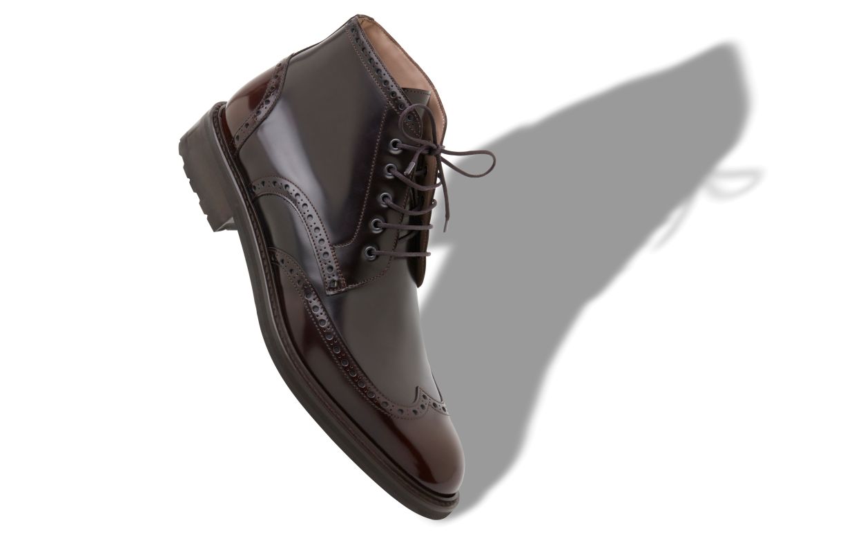 Designer Dark Brown Calf Leather Ankle Boots - Image small_image