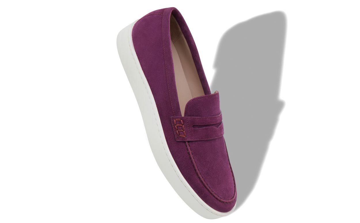 Designer Dark Purple Suede Slip-On Loafers - Image small_image