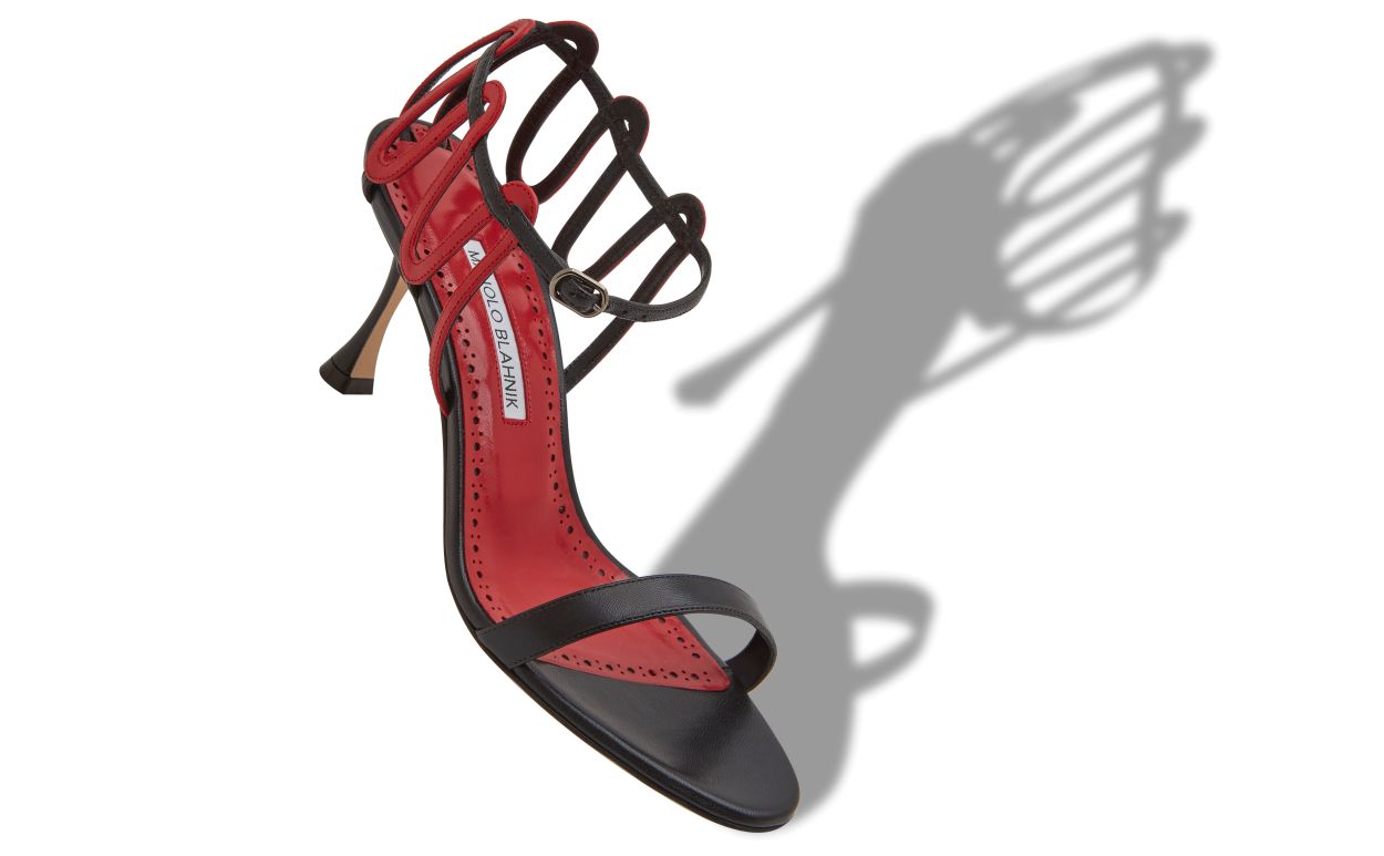 Designer Black and Red Nappa Leather Strappy Sandals  - Image small_image