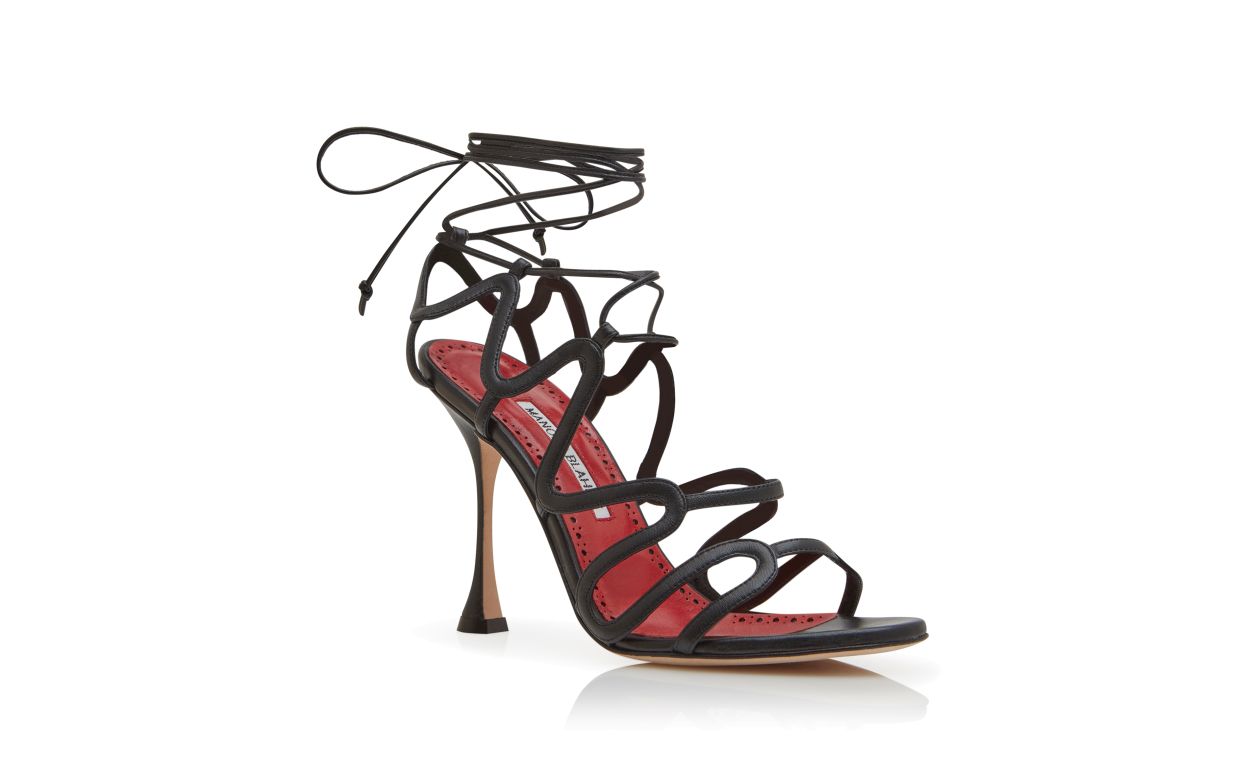 Designer Black Nappa Leather Strappy Sandals  - Image Upsell