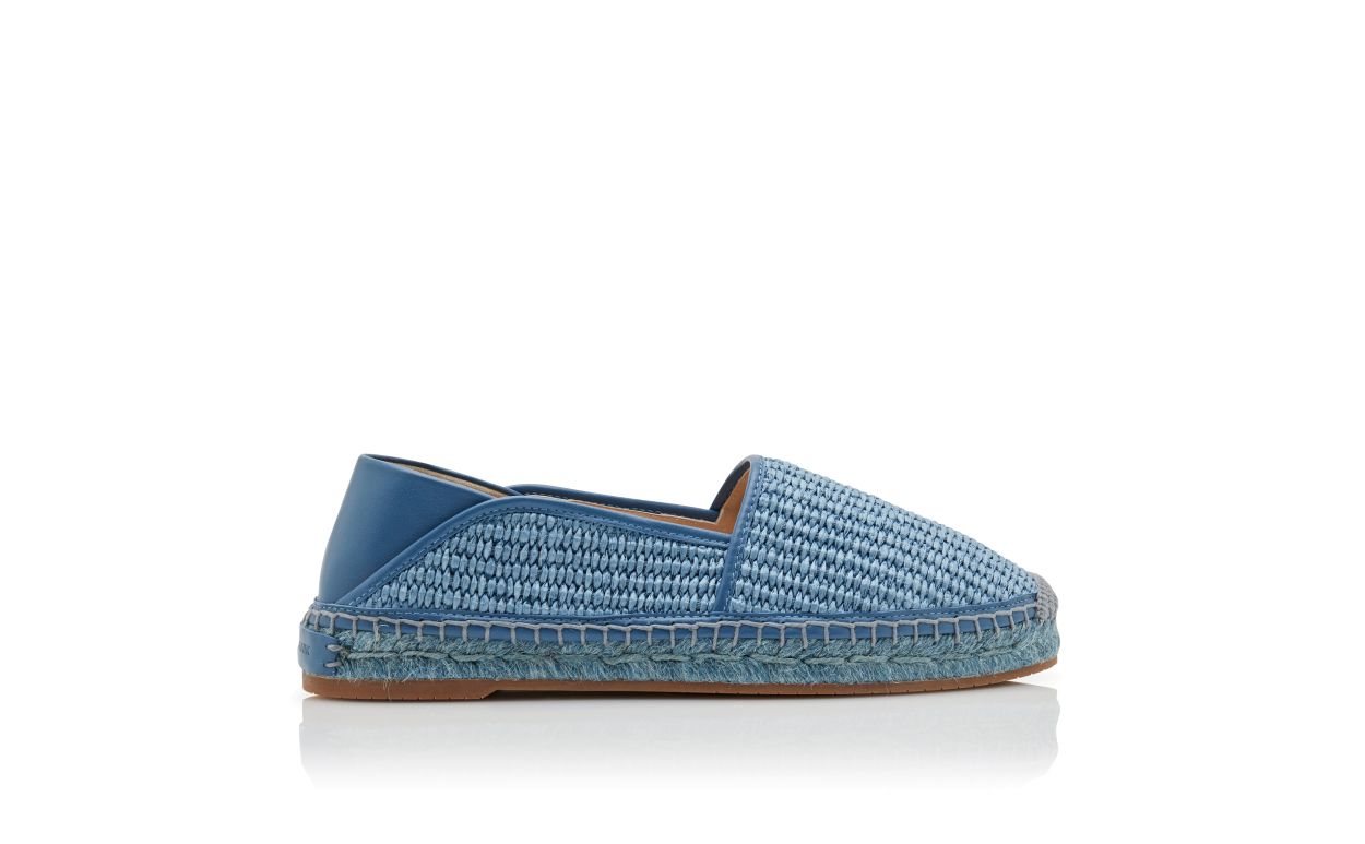 Designer Light Blue Raffia Espadrilles - Image Side View