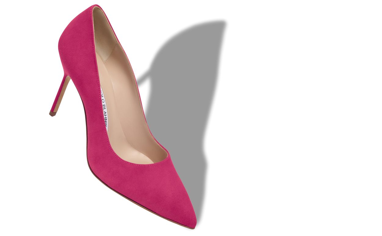 Designer Pink Suede Pointed Toe Pumps - Image 