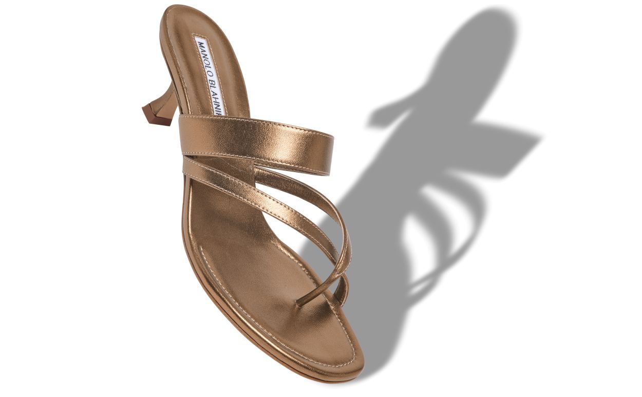 Designer Bronze Nappa Leather Mules - Image small_image