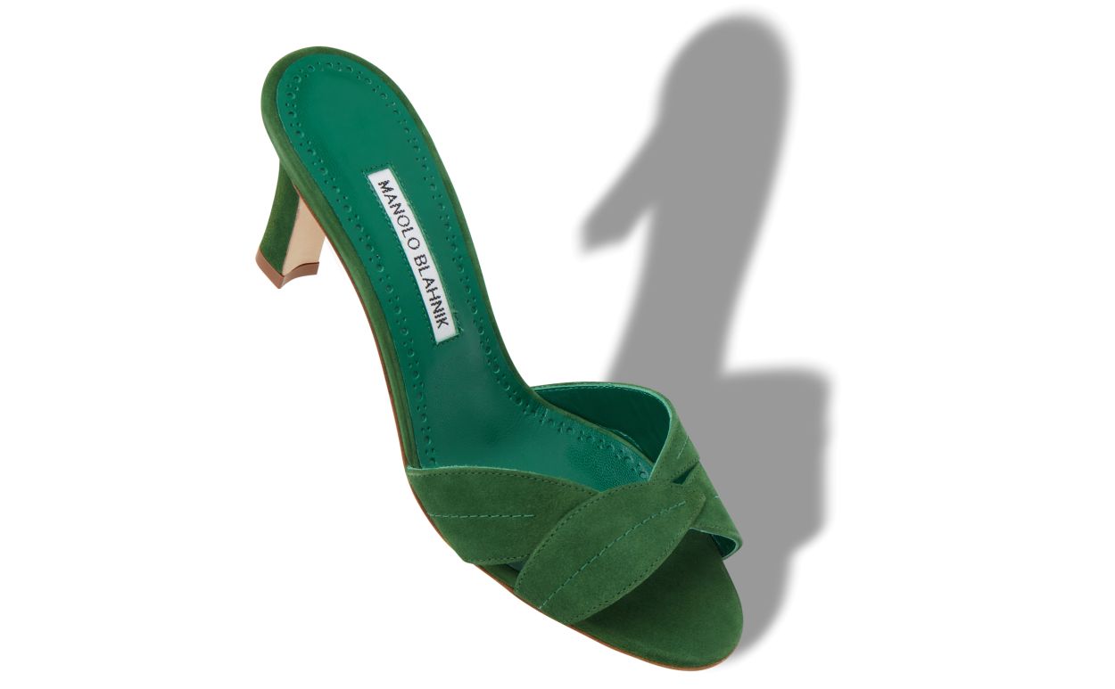 Designer Green Suede Open Toe Mules - Image small_image