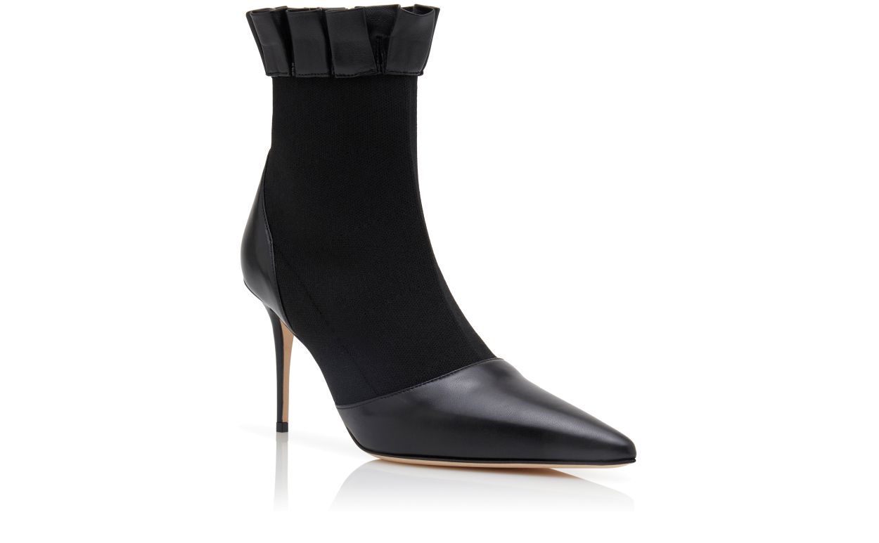 Designer Black Nappa Leather Ankle Boots - Image Upsell