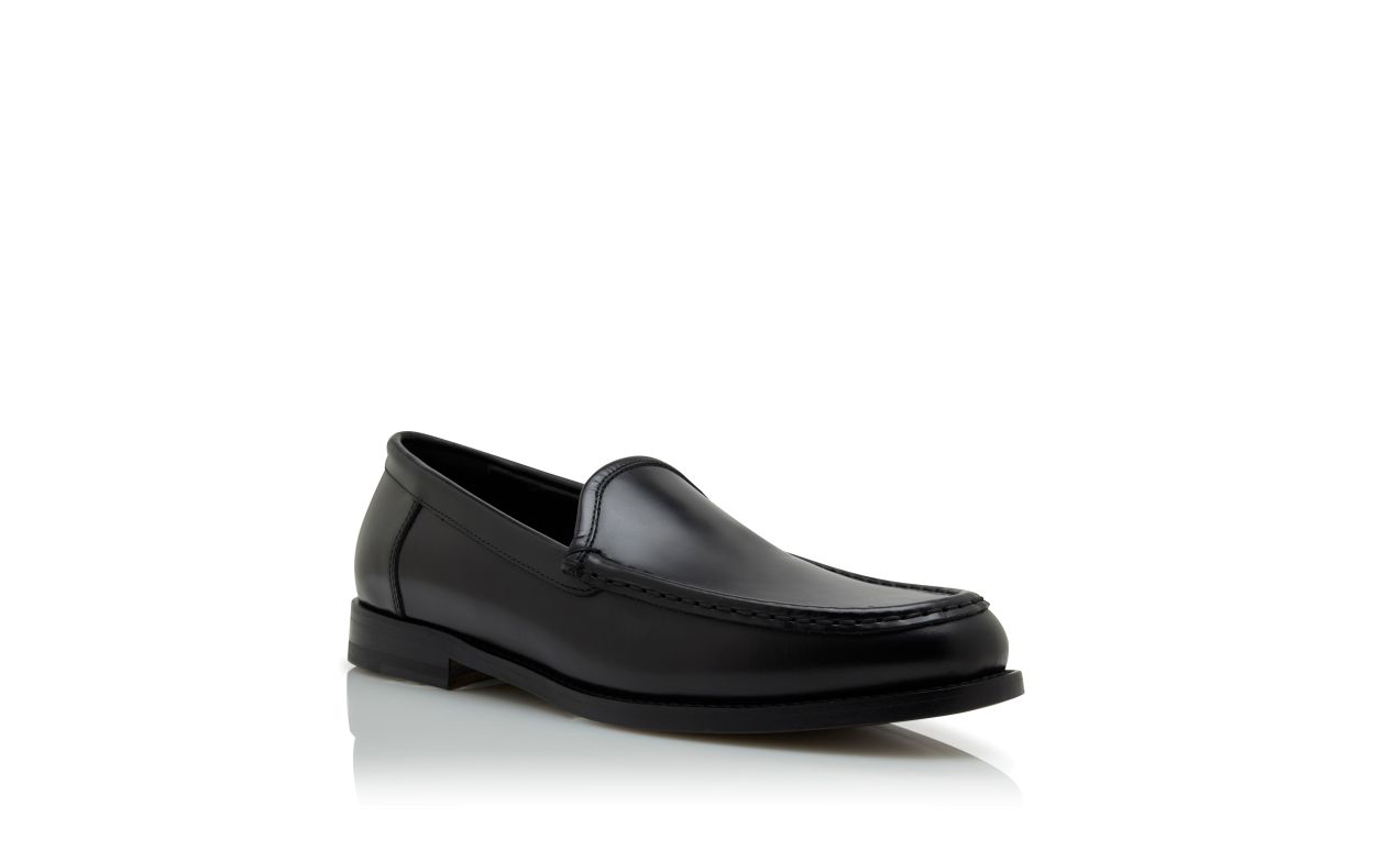 Designer Black Calf Leather Loafers - Image Upsell