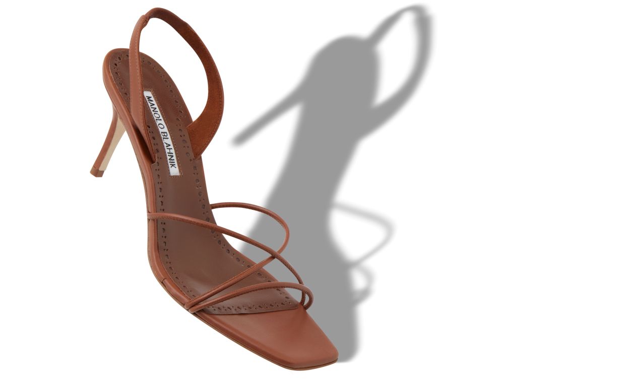 Designer Brown Nappa Leather Slingback Sandals - Image small_image